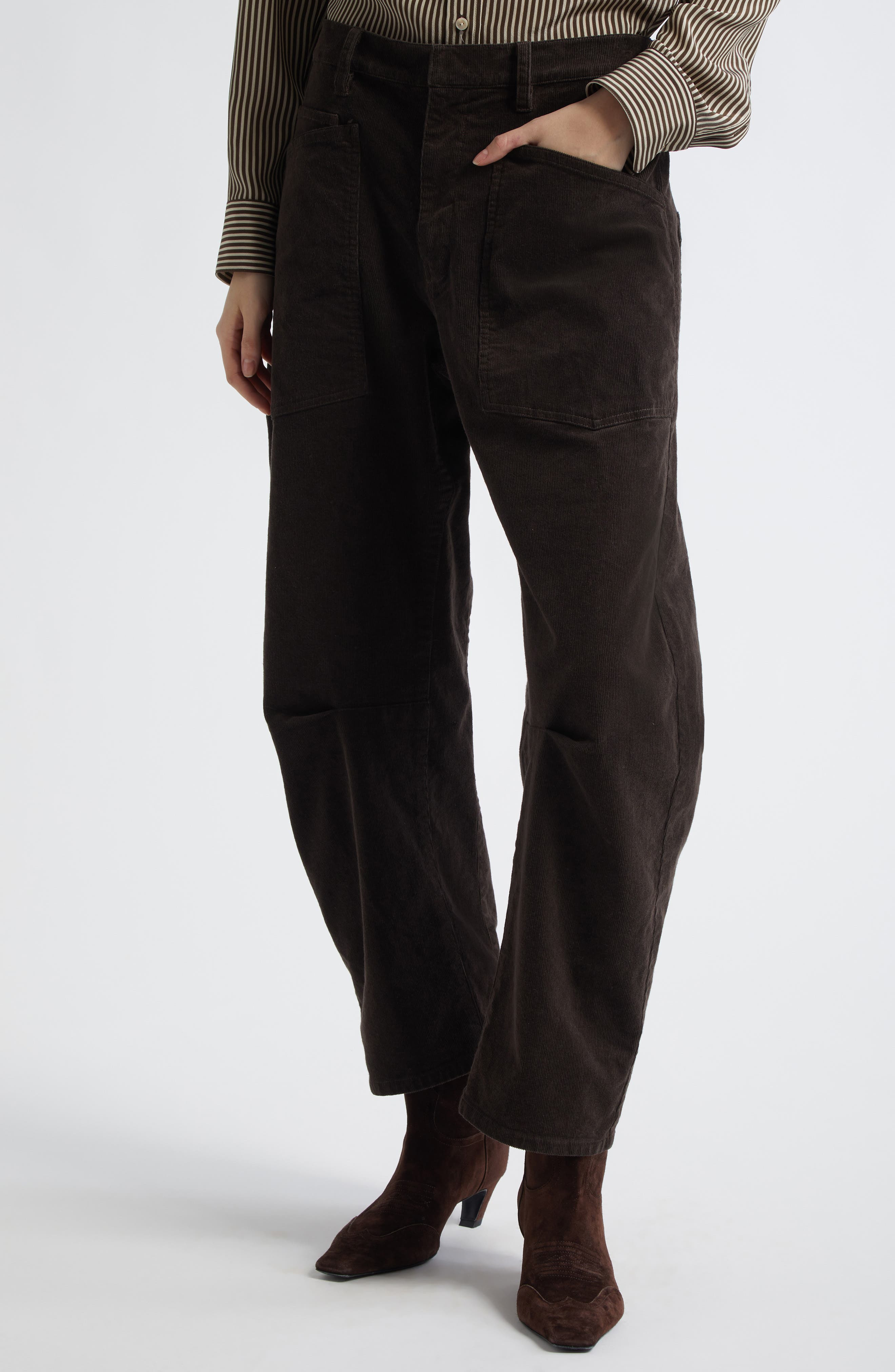 Nili Lotan Shon Corduroy Pants in Chocolate Brown at Nordstrom - 4