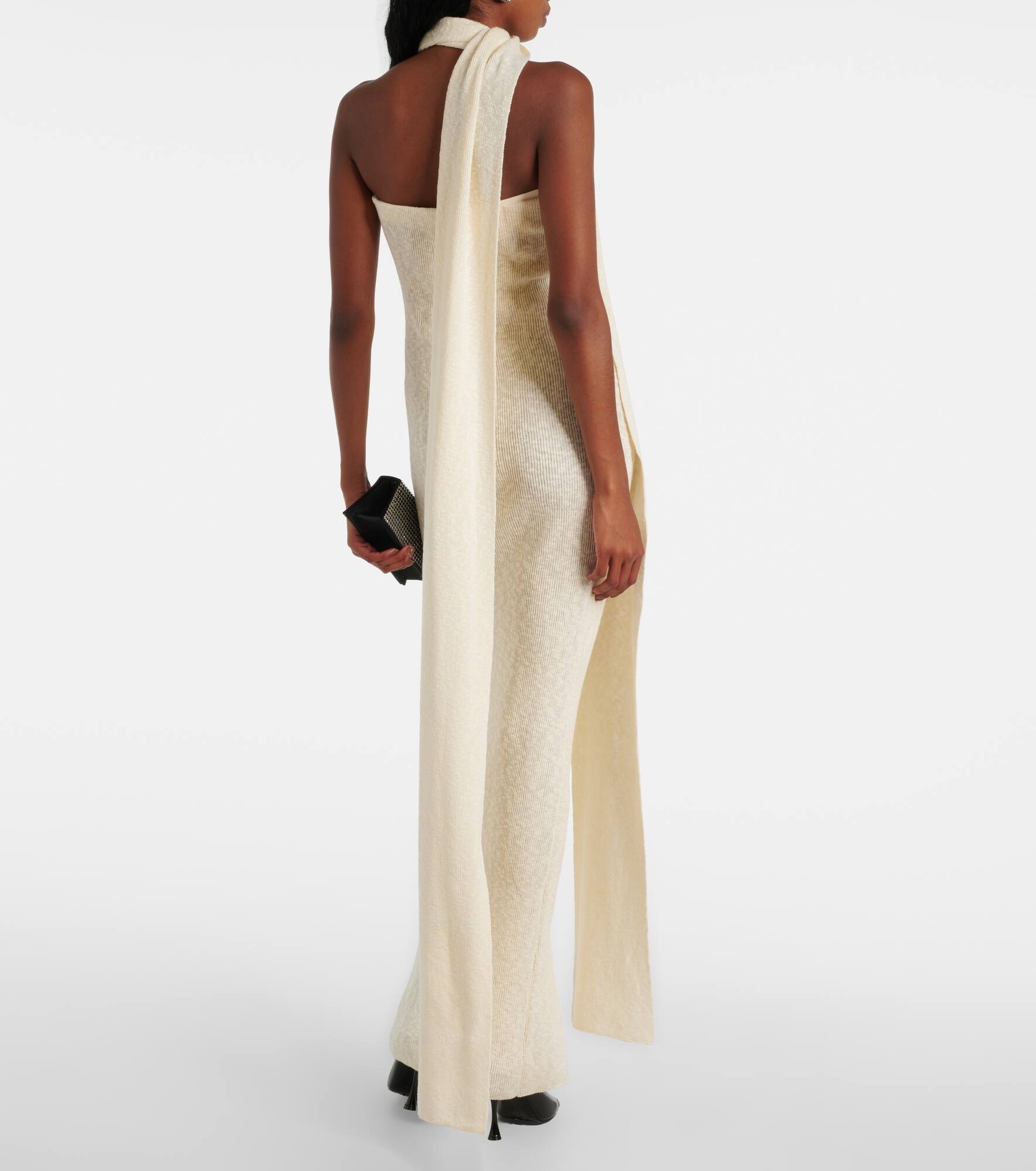 Scarf-detail linen and cotton maxi dress - 3