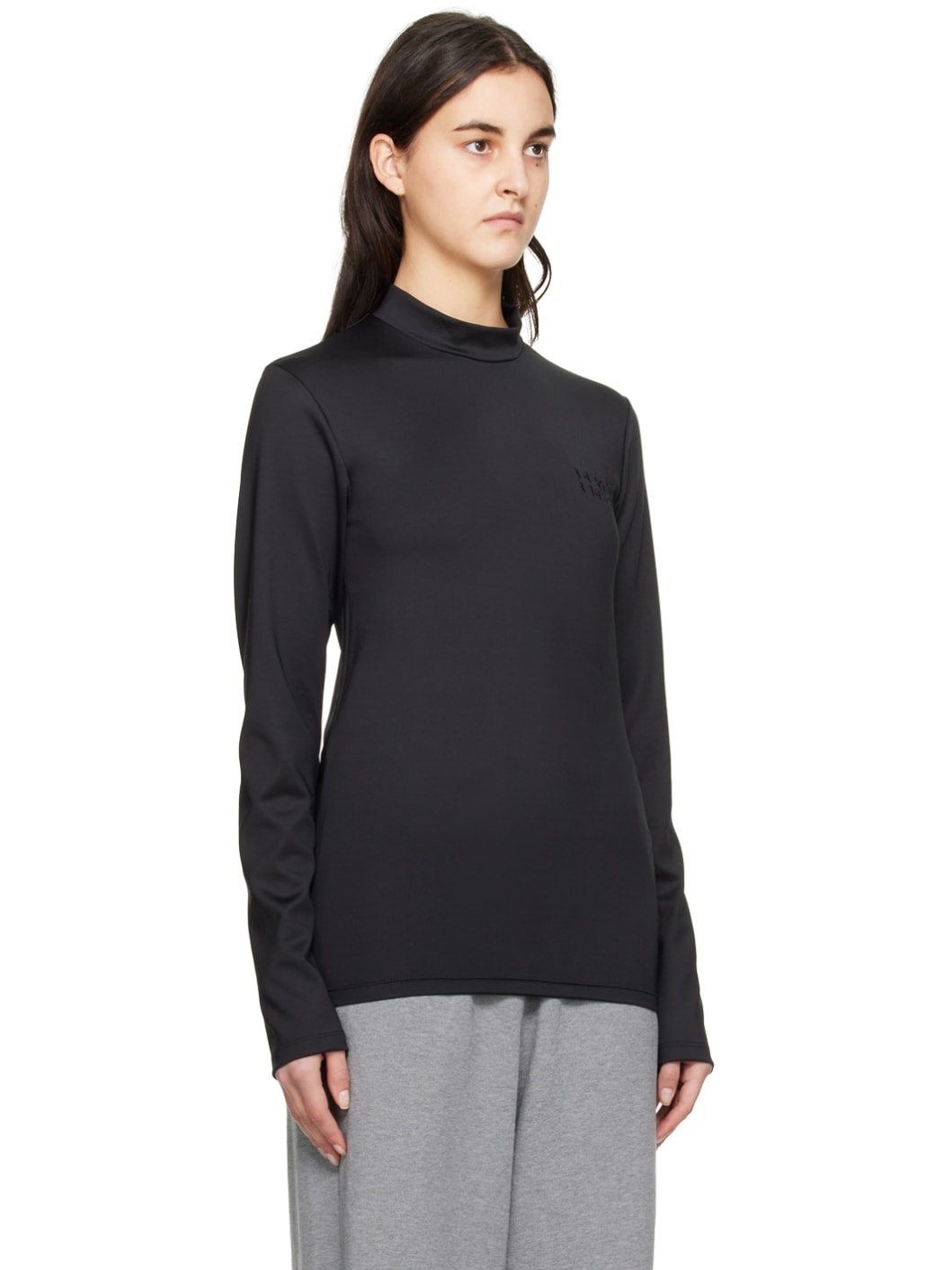 Black Embroidered Turtleneck - 2
