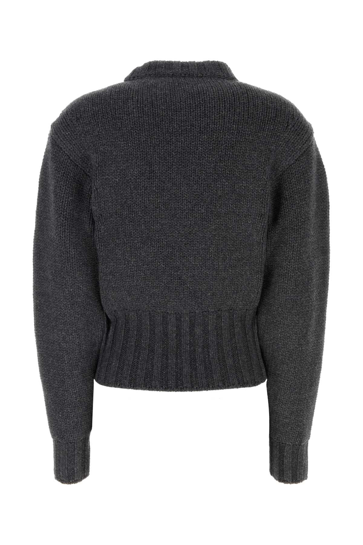 Alexander Mcqueen Women Melange Dark Grey Stretch Wool Blend Sweater - 2