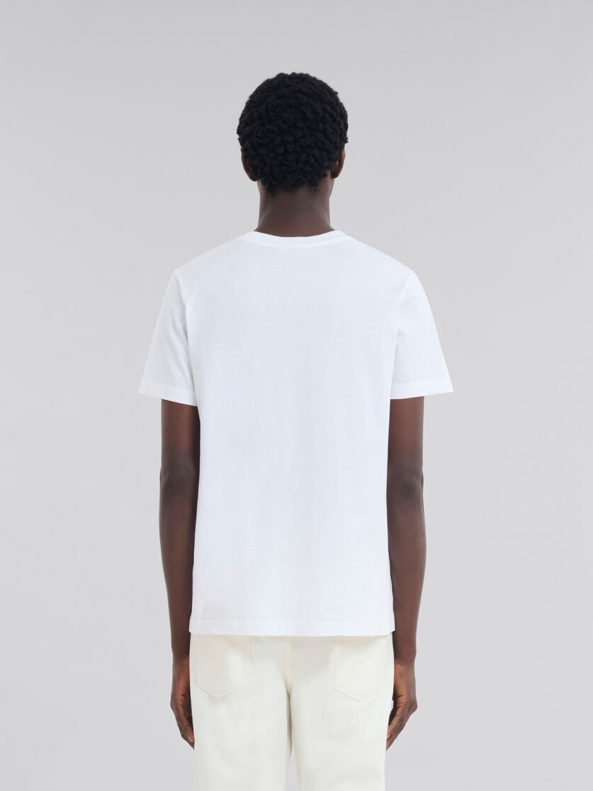 WHITE COTTON T-SHIRT WITH GINGHAM MARNI LOGO - 3