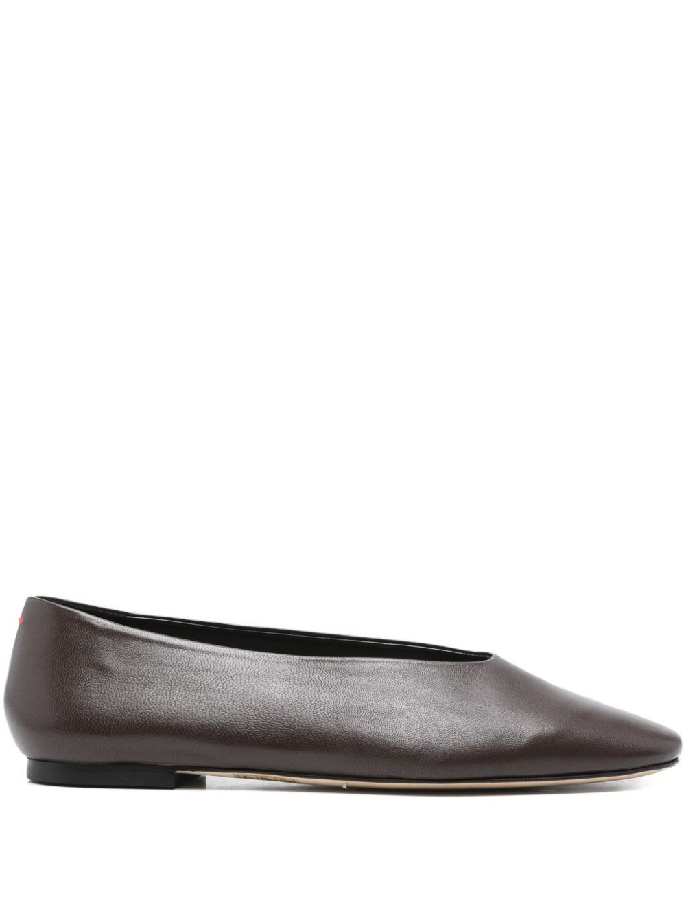 square-toe leather flats - 1