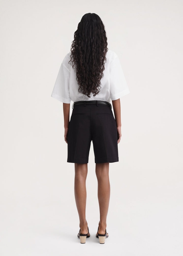 Pleated cotton-twill shorts black - 4