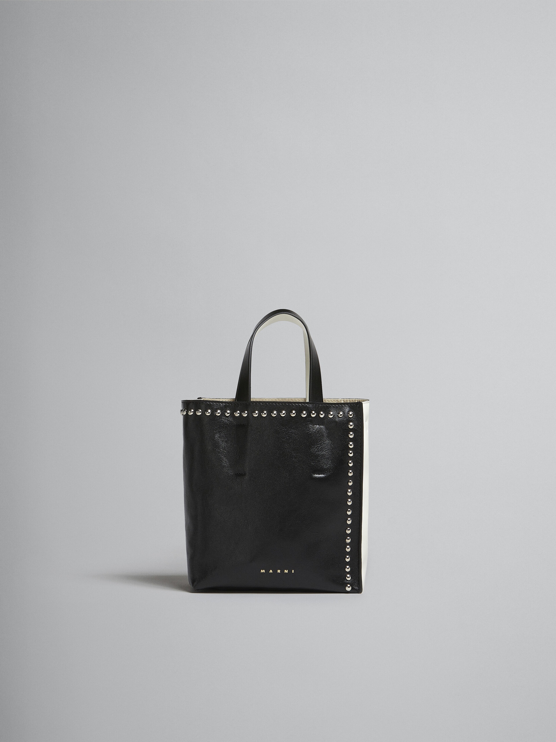 MUSEO SOFT MINI BAG IN BLACK AND WHITE LEATHER WITH STUDS - 1