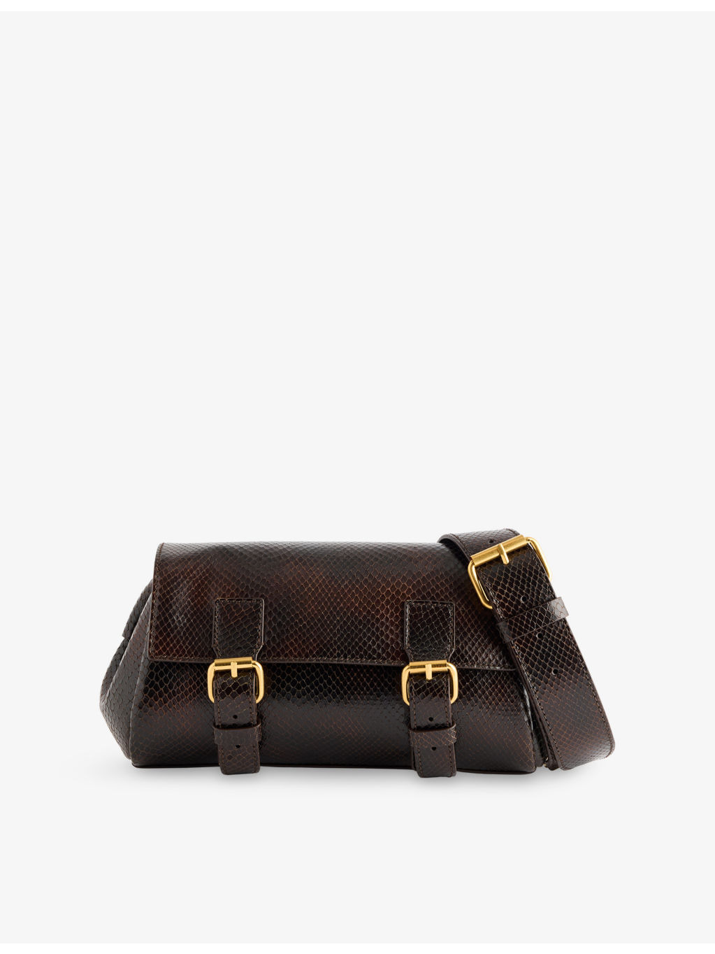 Snake-Effect Leather Satchel - 1