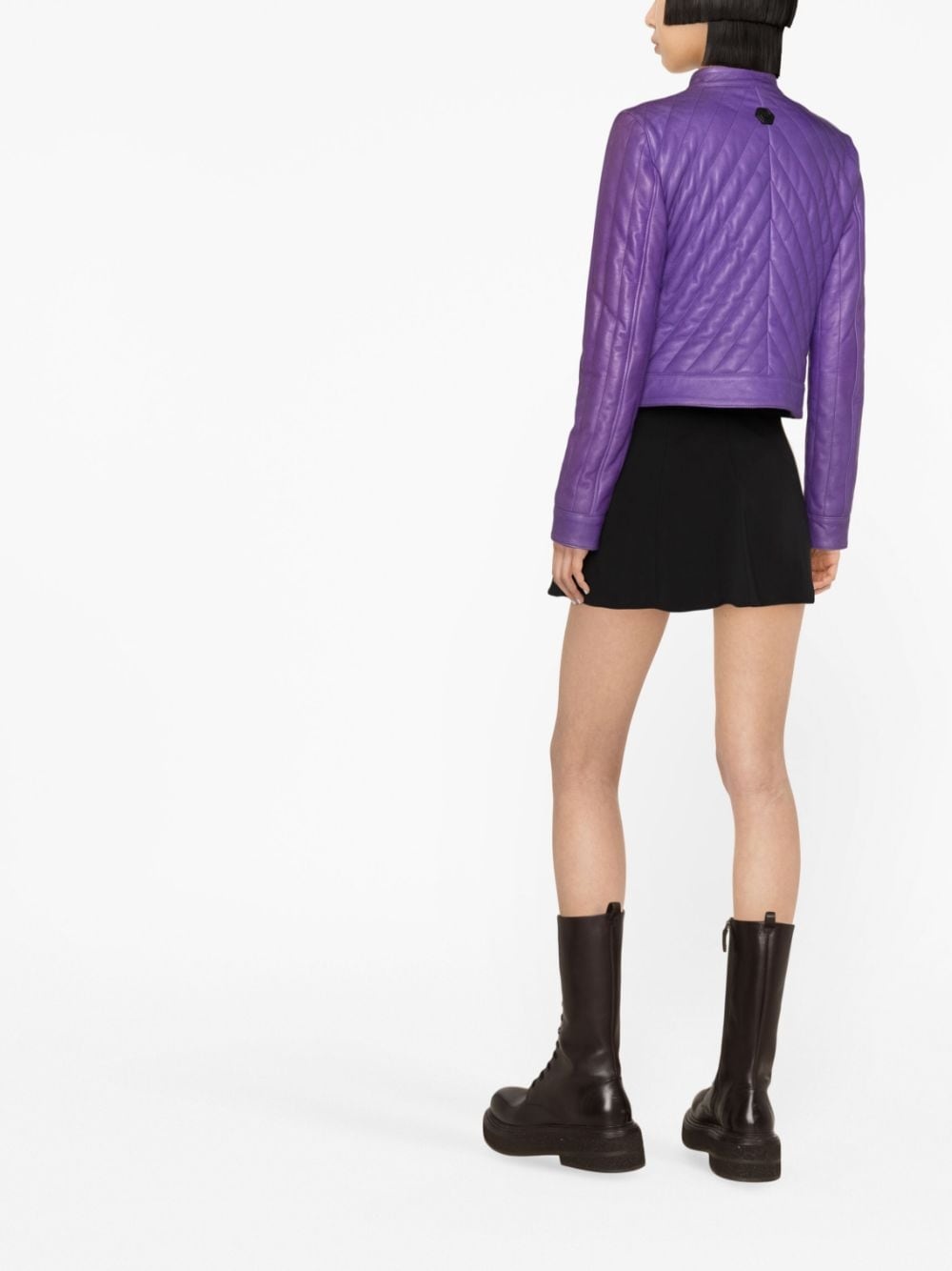 matelassÃ© leather biker jacket - 4