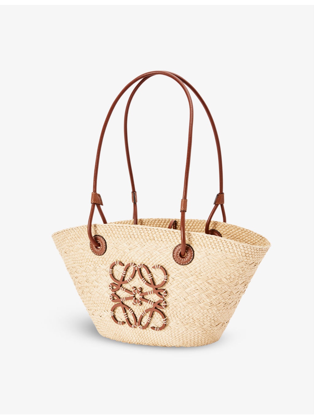 Anagram small iraca palm and leather basket bag - 2