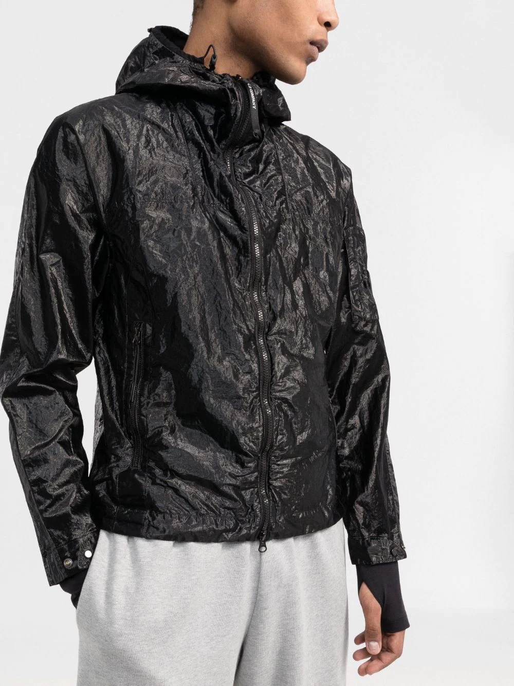 crinkled-effect hooded jacket - 3