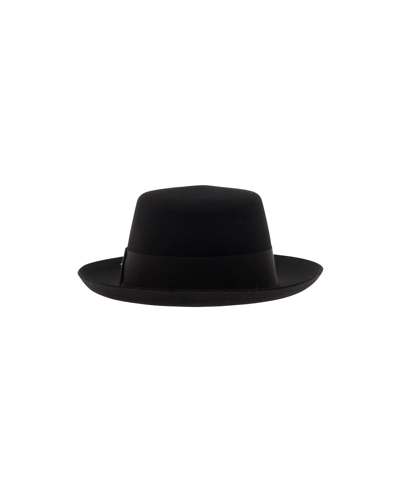 Black Fedora Hat With Logo Detail In Wool Blend Woman - 3