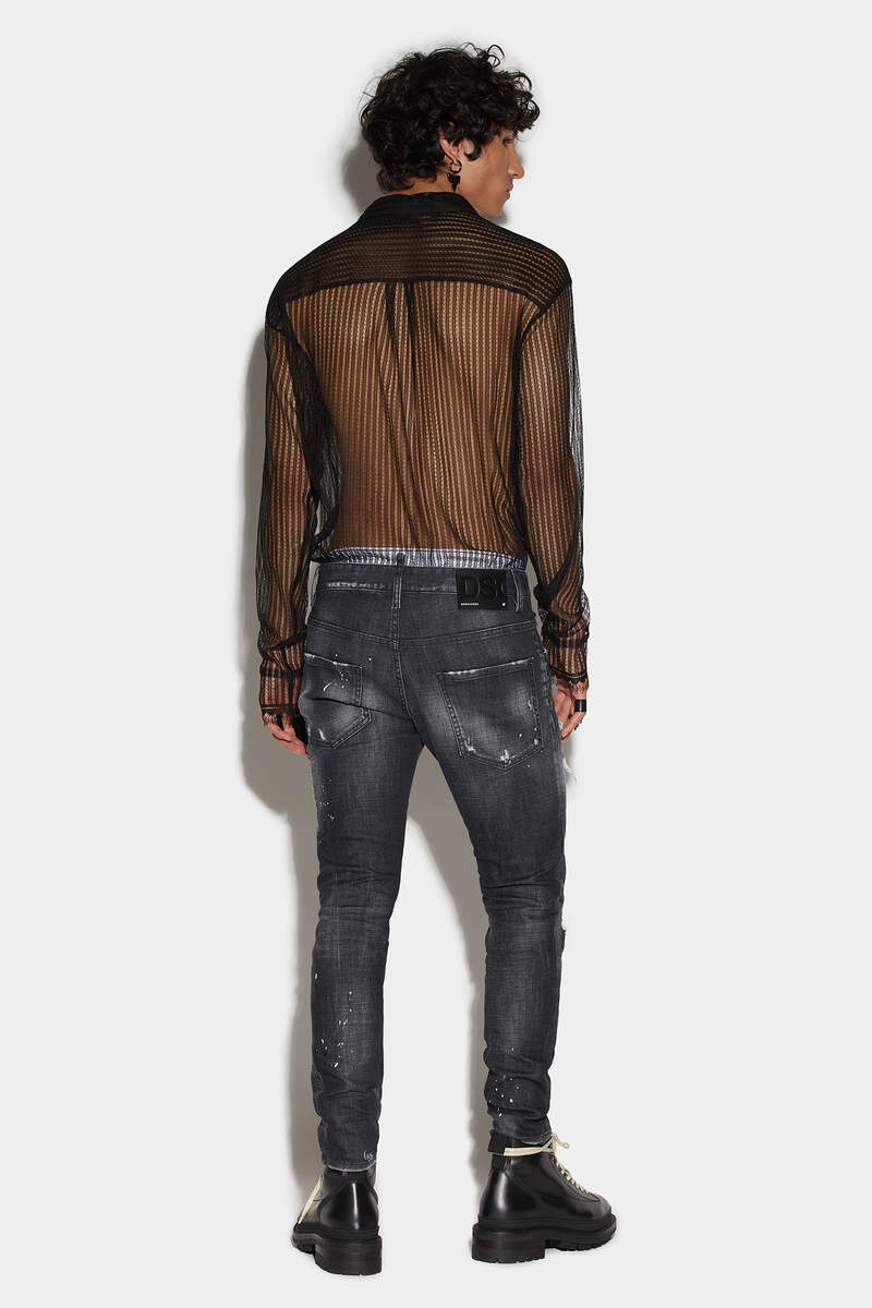 DSQUARED2 블랙리PPED LEATHER WASH SKATER JEANS outlook