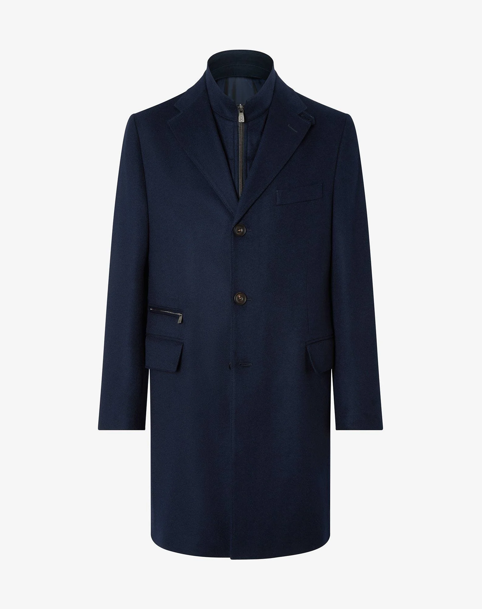 China blue cashmere coat with detachable vest - 1