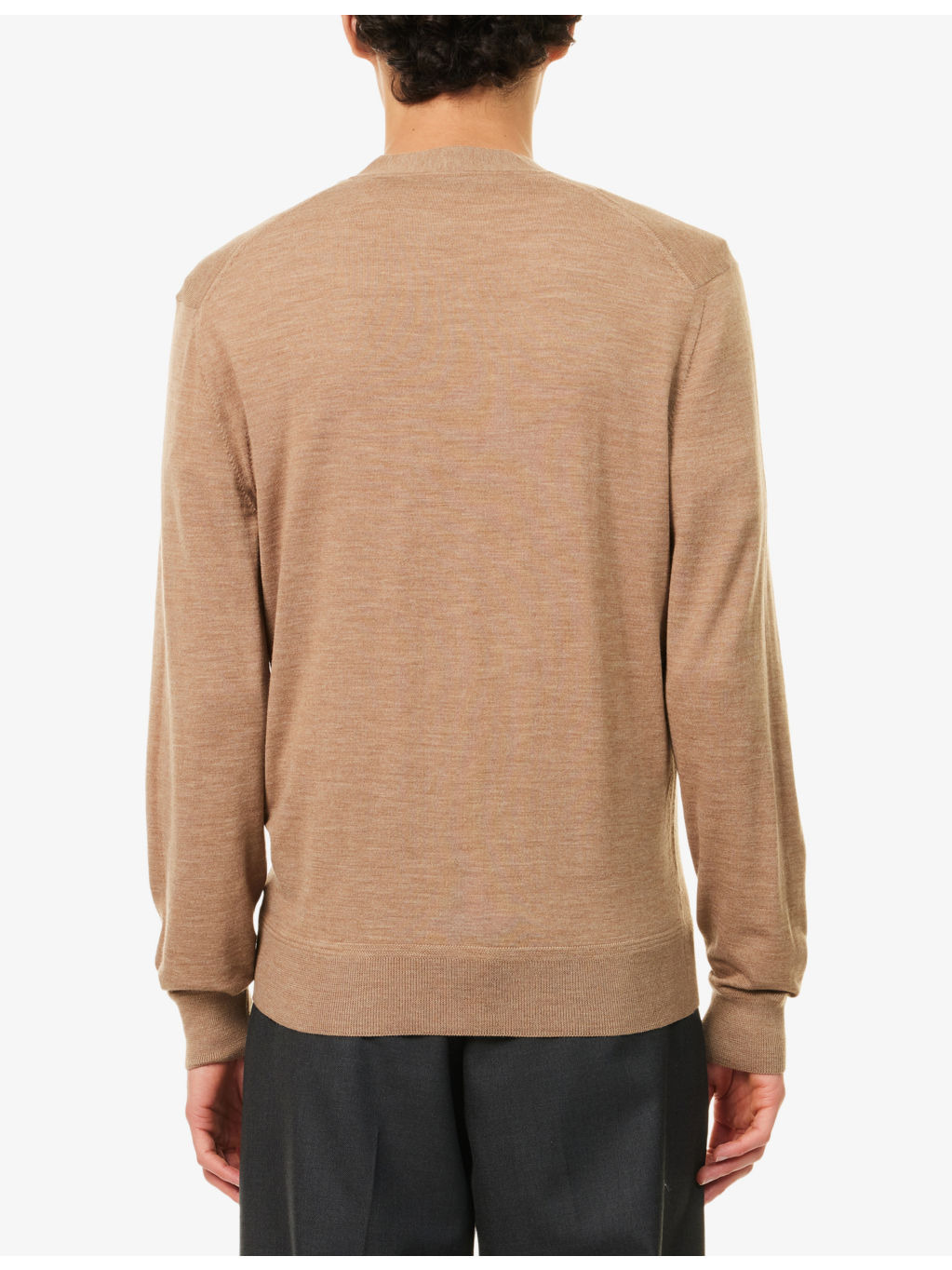 V-Neck Fine-Knit Wool Cardigan - 4