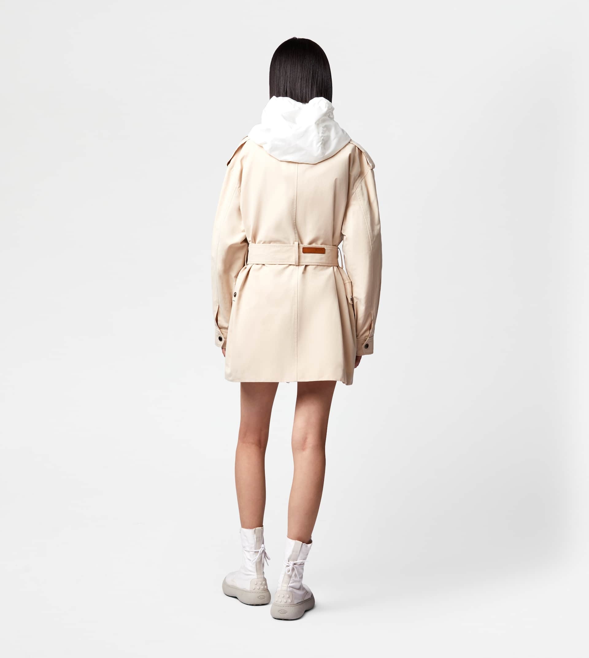 JACKET WITH INSERTS IN LEATHER - OFF WHITE - 3