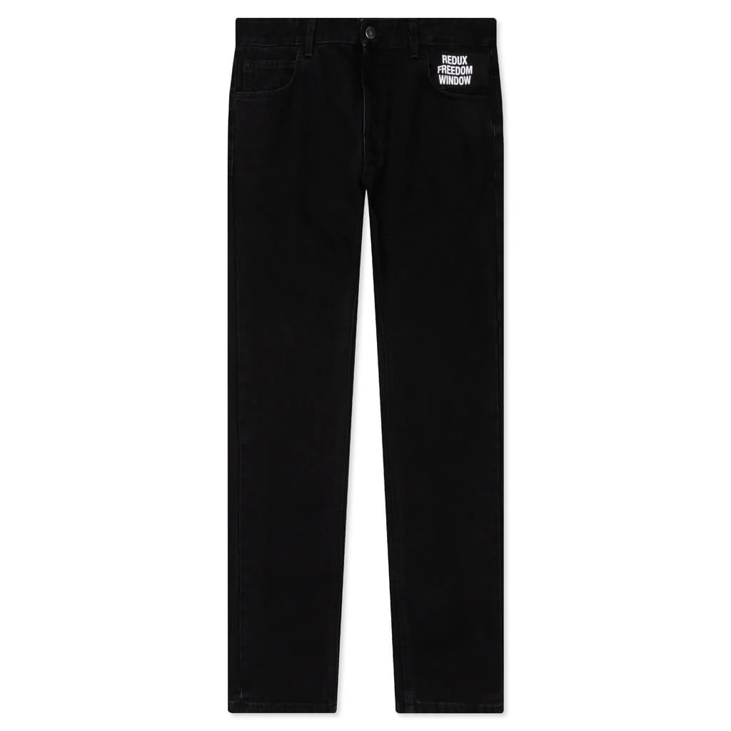 Black Denim Picture Patch Jeans - 1