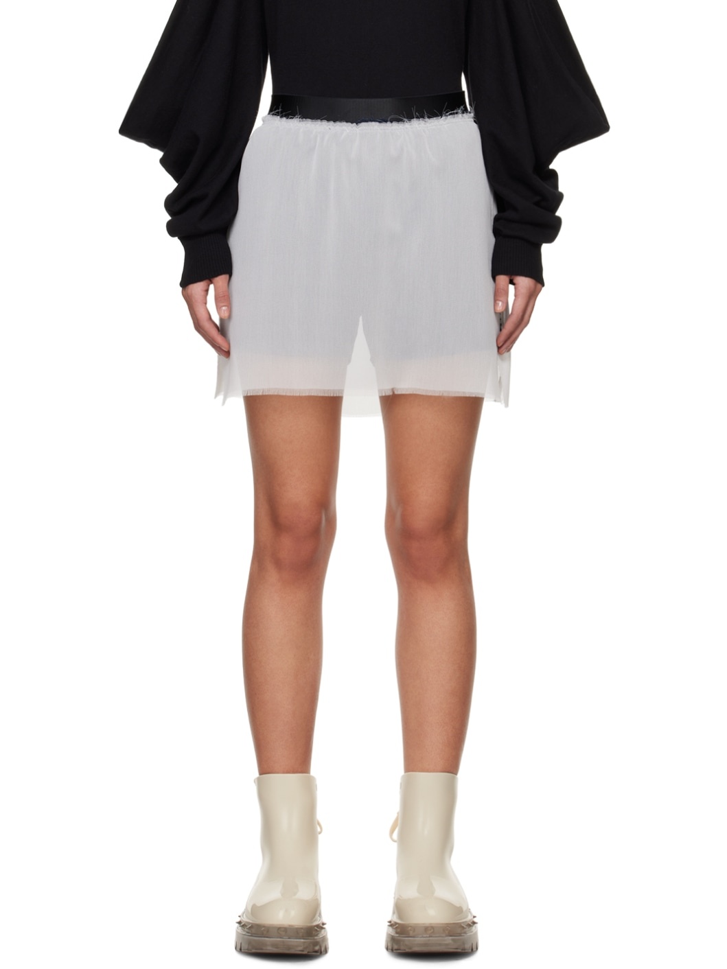 White Layered Shorts - 1