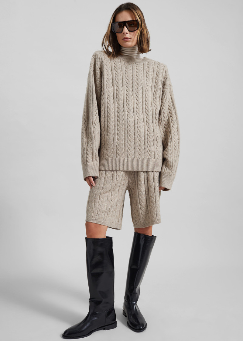 Karmoy Cable Knit Shorts - Beige 4