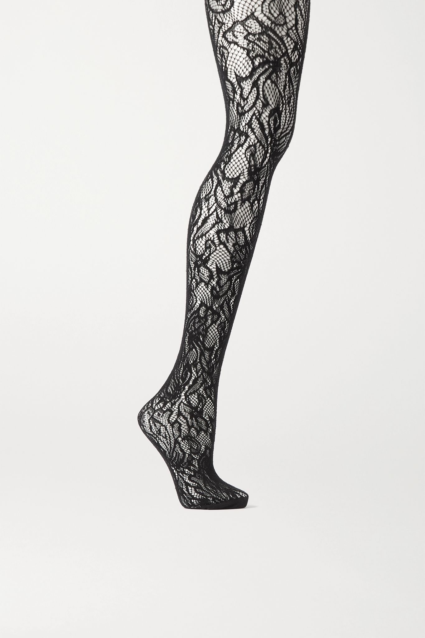 Floral stretch-lace tights - 1