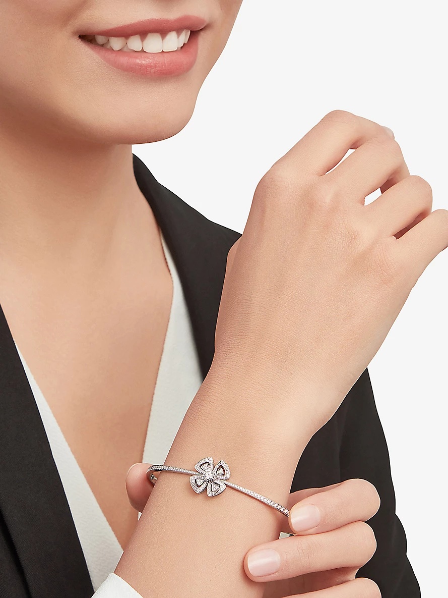 Fiorever 18ct white-gold and 0.30ct brilliant-cut diamond bangle bracelet - 3