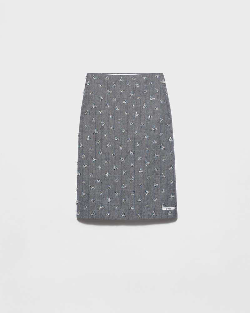 Embellished pinstripe wool midi-skirt 1
