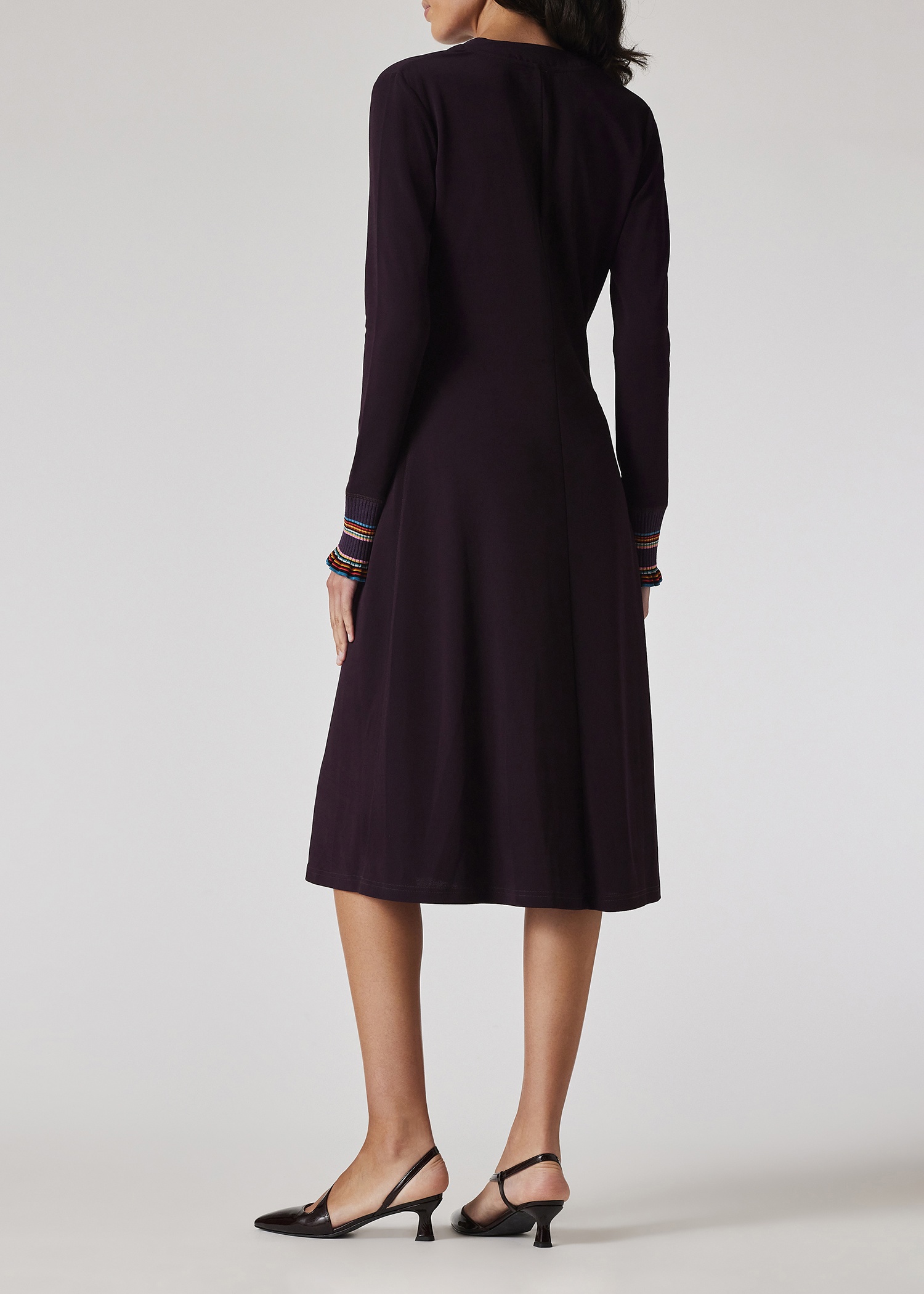 Women's Aubergine Viscose-Blend Jersey Shirt Dress - 4
