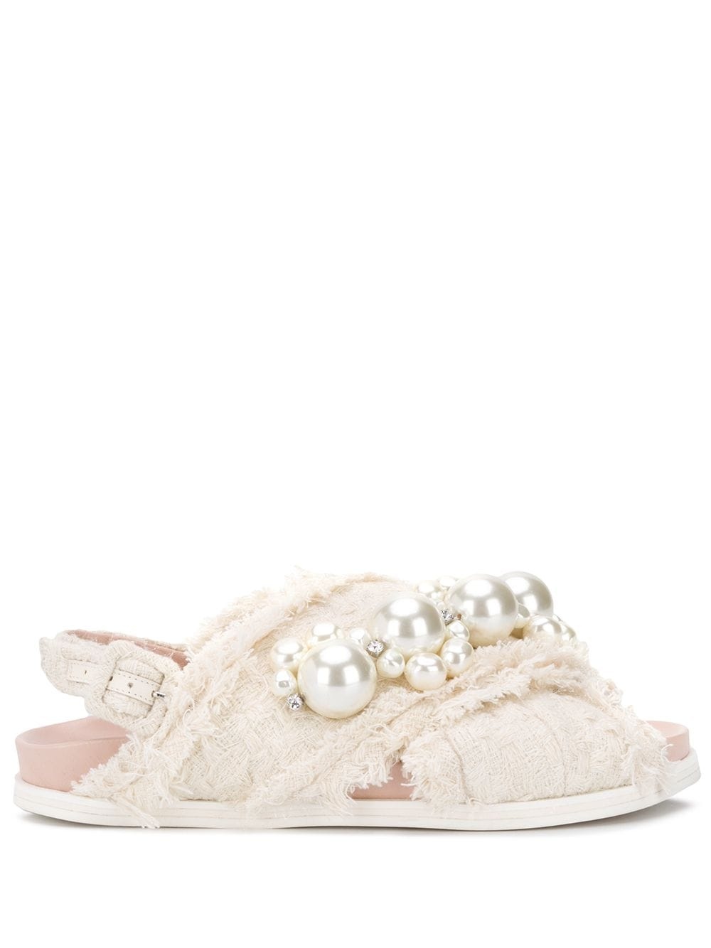 pearl-embellished crossover sandals - 1