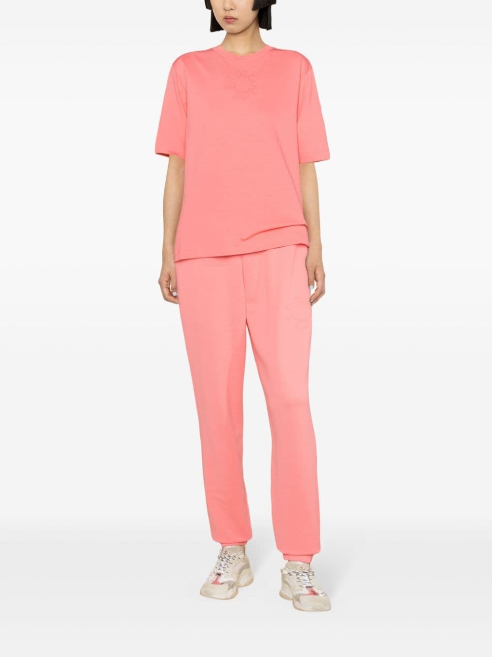 high-waisted logo-embossed track pants - 2