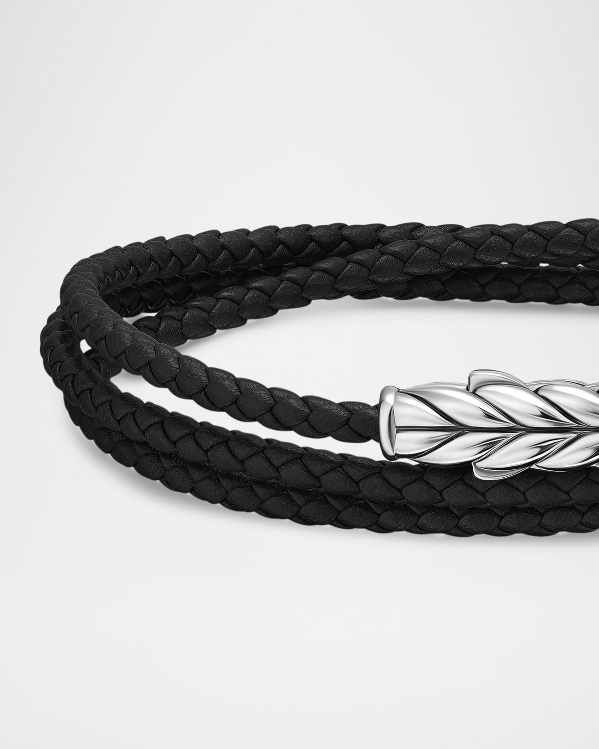 Men's Chevron Wrap Bracelet in Leather with Silver - 5