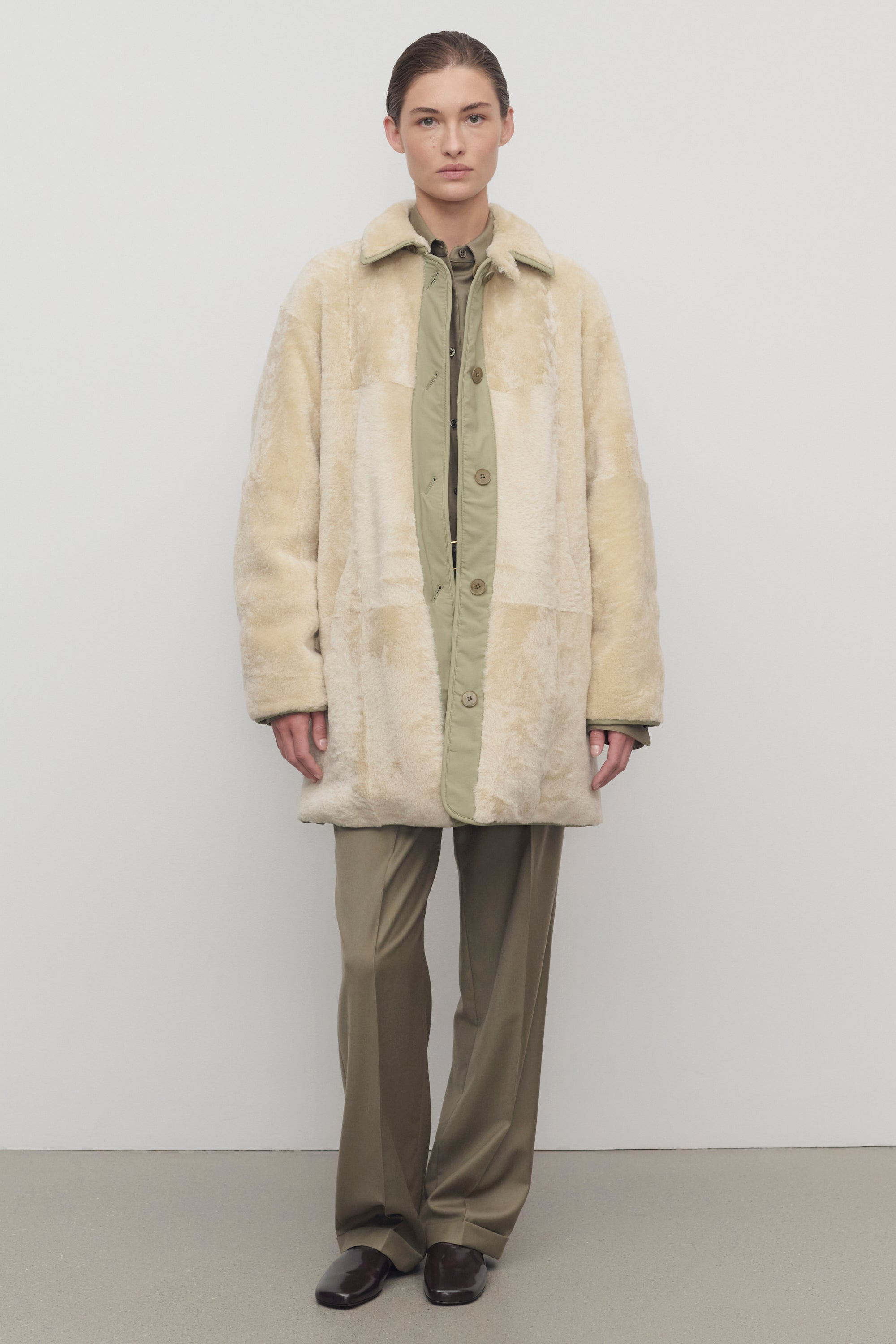Aurelia Coat in Shearling and Nylon - 4
