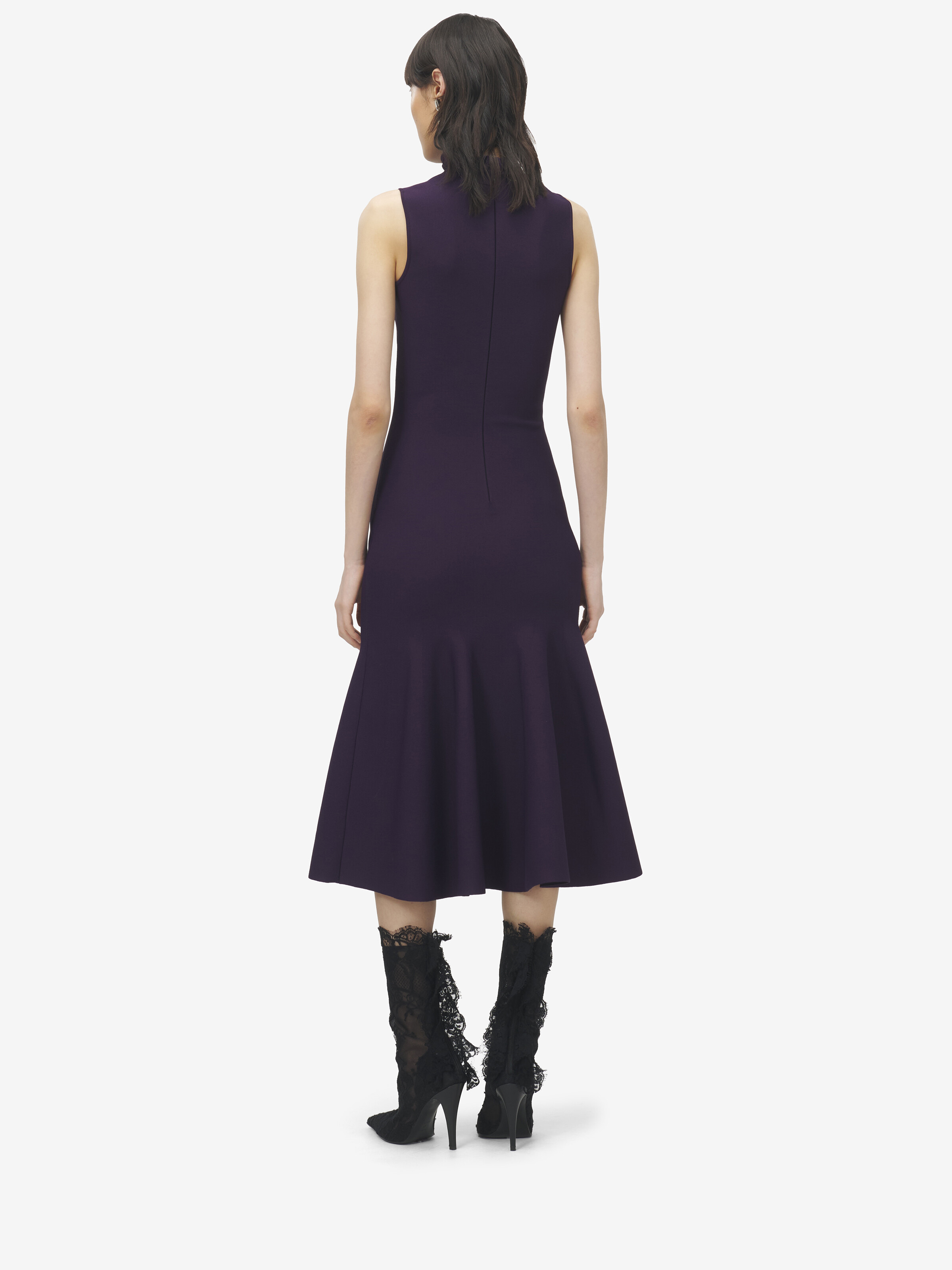 Lace Panel Midi Dress - 4