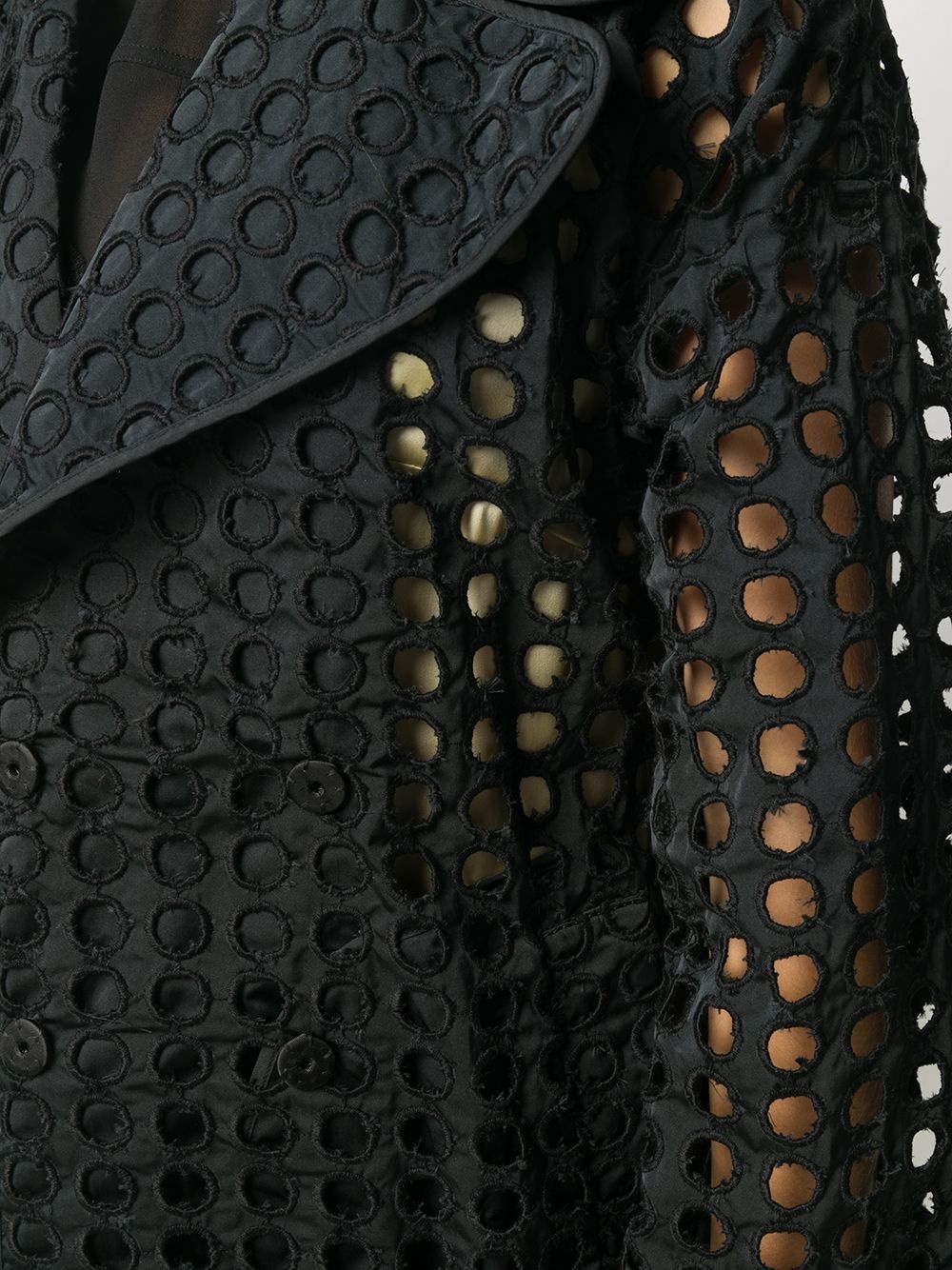 perforated-design midi coat - 5