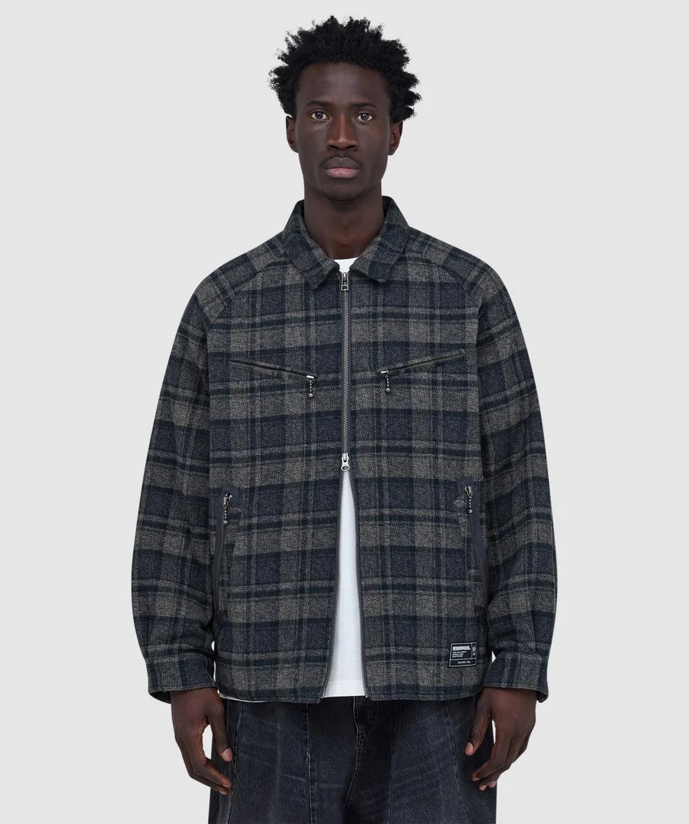 Check zip shirt jacket - 1
