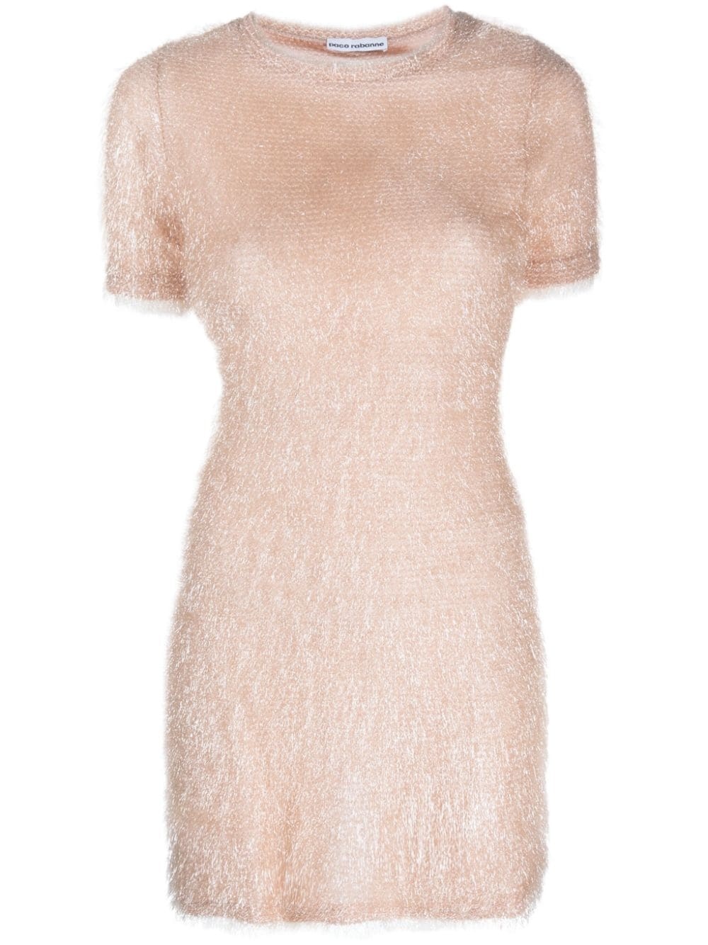 metallic-thread short-sleeve minidress - 1