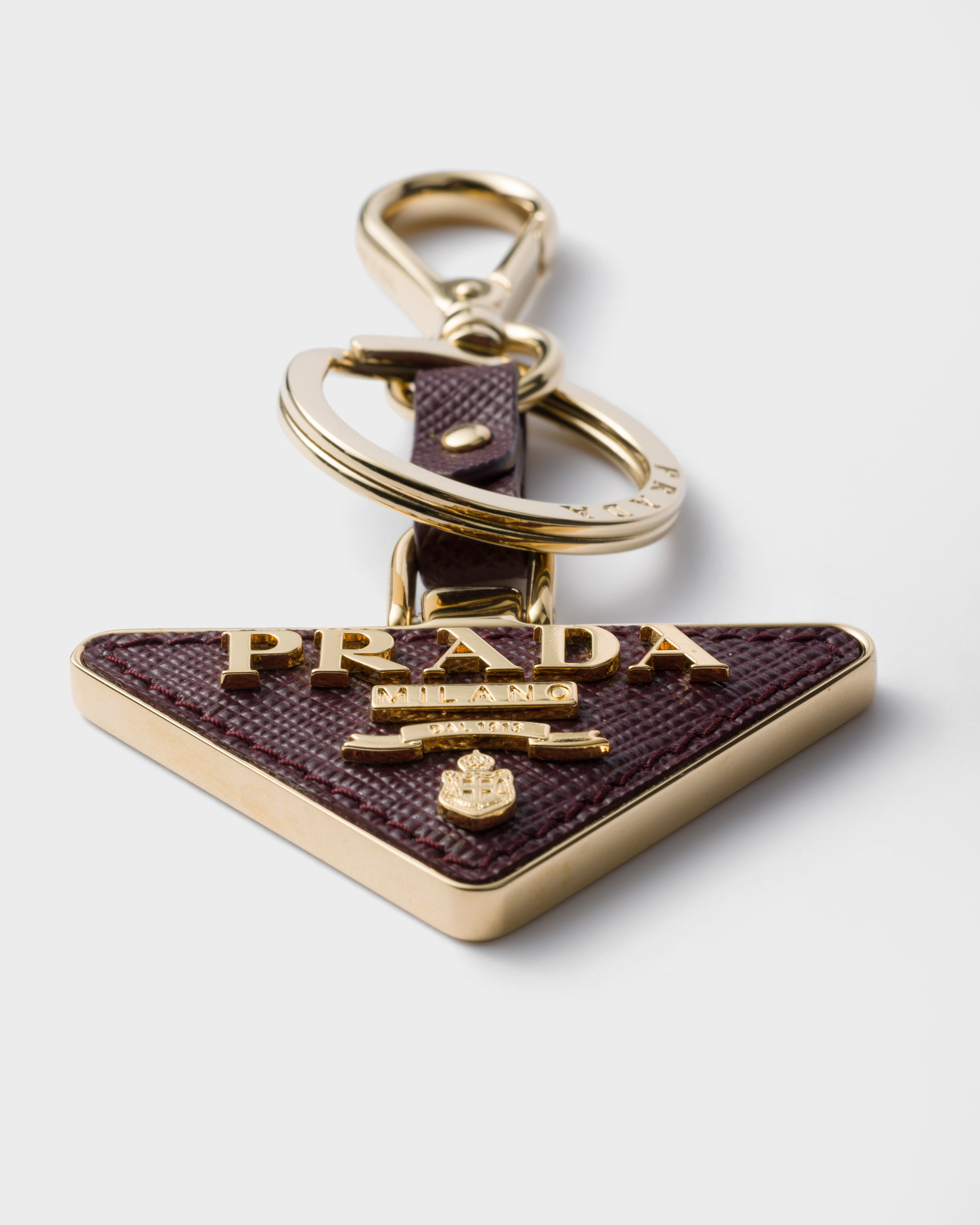 Saffiano Leather and Metal Keychain - 2