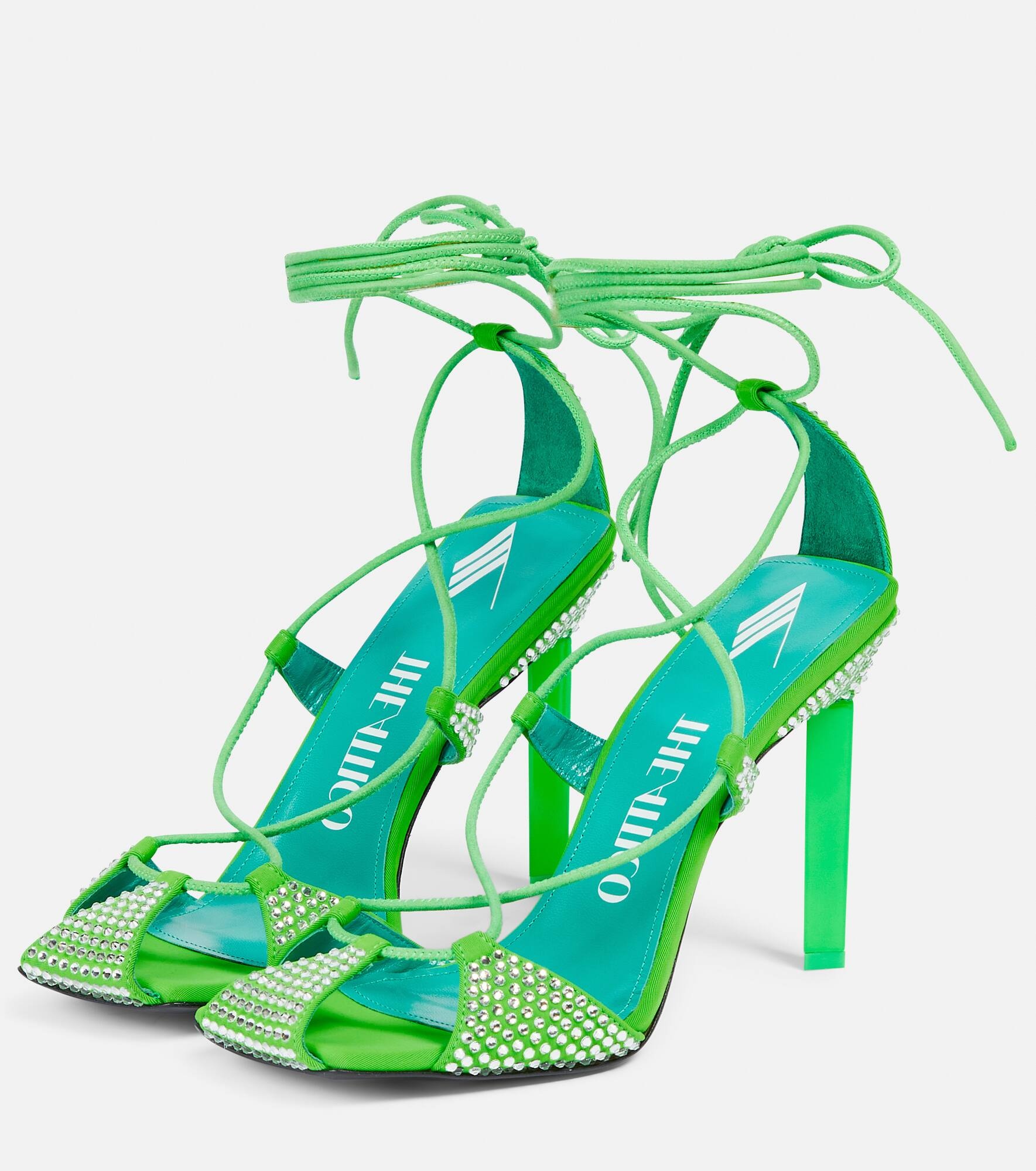 Adele lace-up crystal-embellished sandals - 5