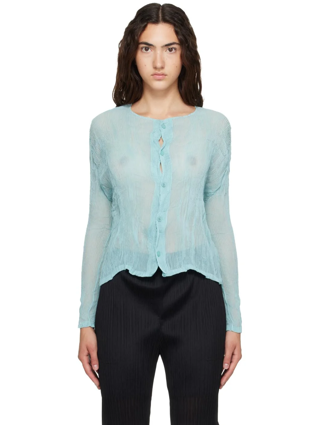 Blue Chiffon Twist 2 Cardigan - 1