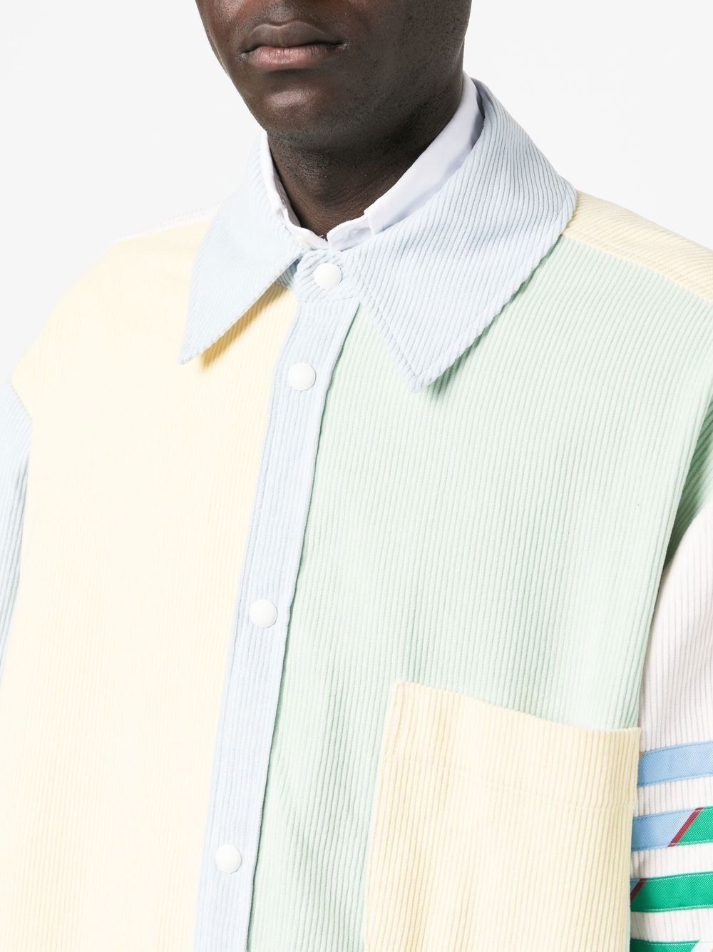 panelled-design pastel shirt - 5