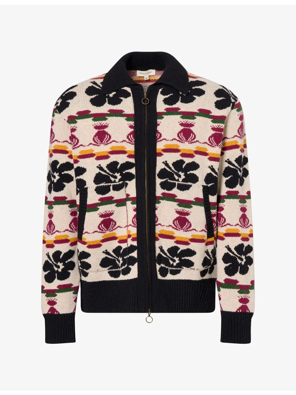 Hibiscus Zip-Up Wool-Blend Cardigan - 1
