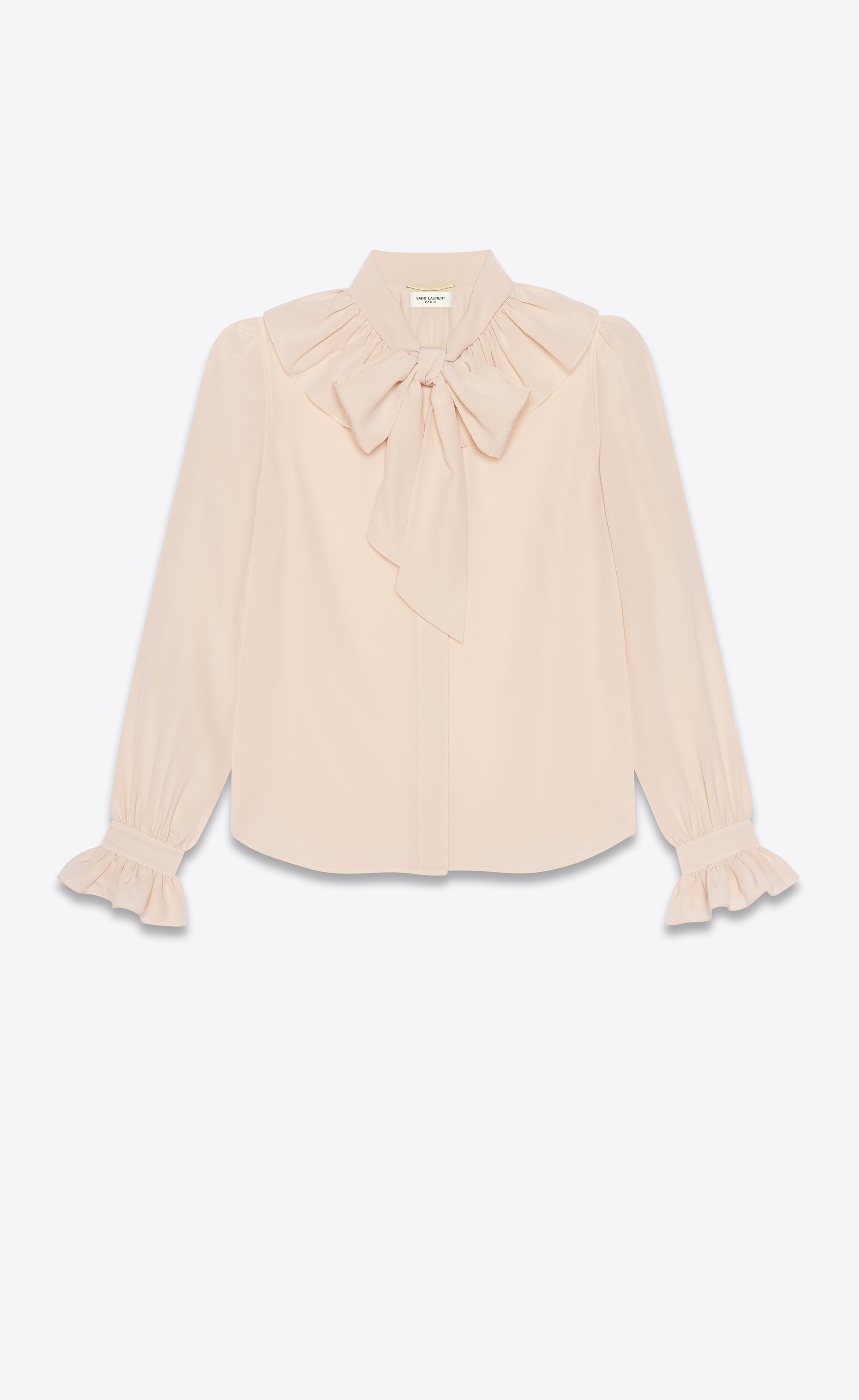 lavallière-neck ruffled blouse in crepe de chine - 1