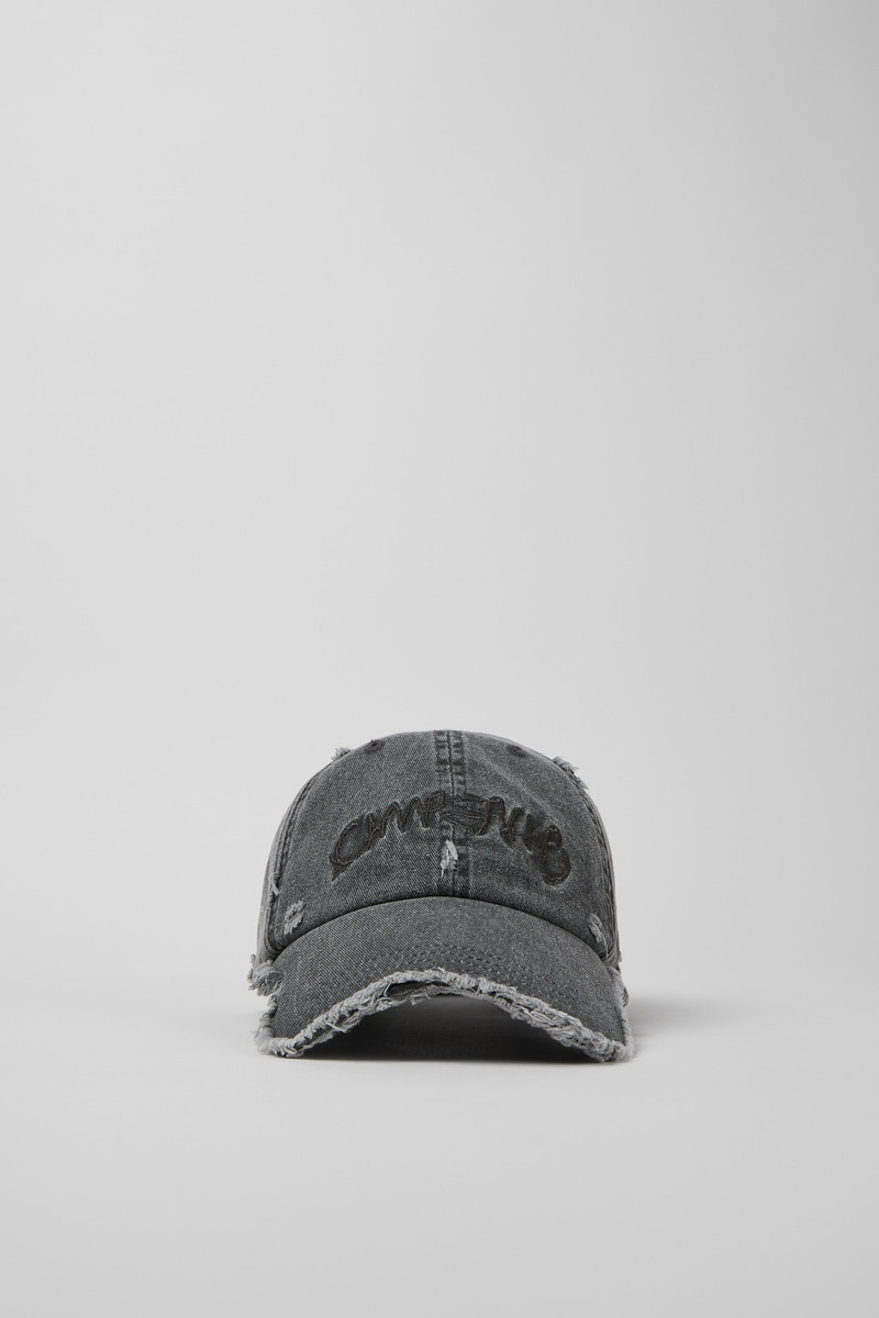 Faded Black Distorted Washed Cap 4