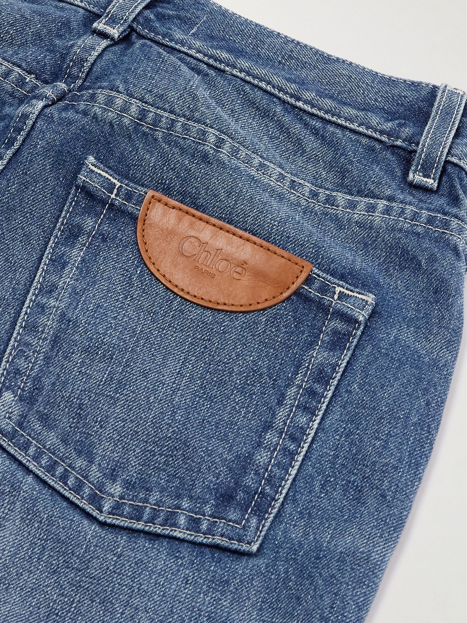 Snake frayed embellished straight-leg jeans Mid denim - 5