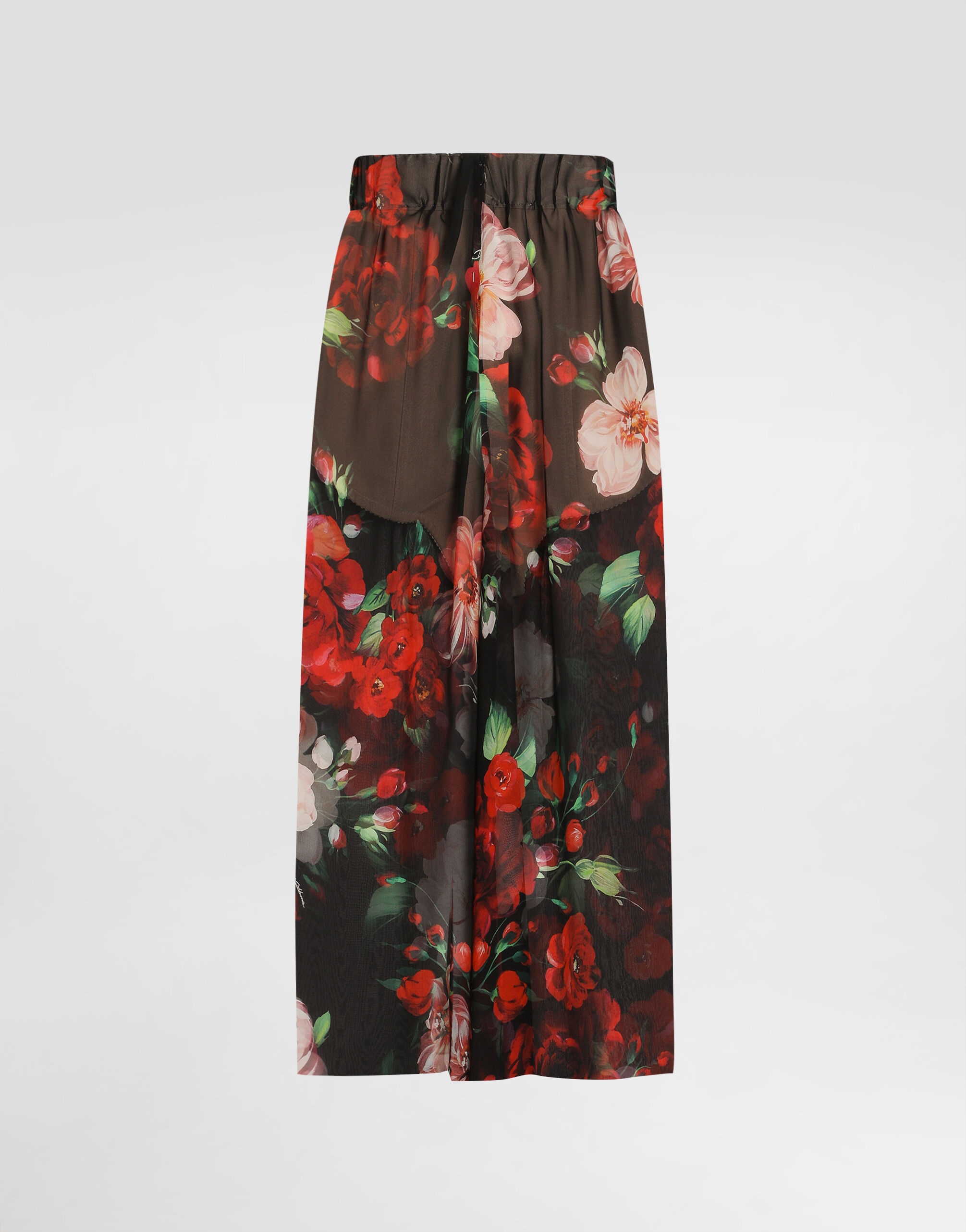 Rose-print chiffon calf-length skirt - 5