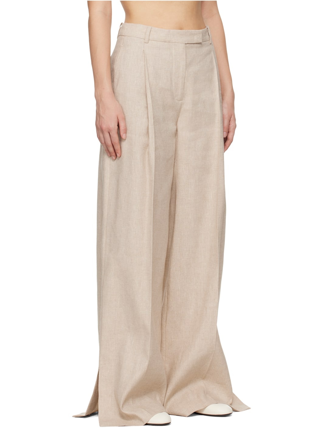 Beige Lino Trousers - 2