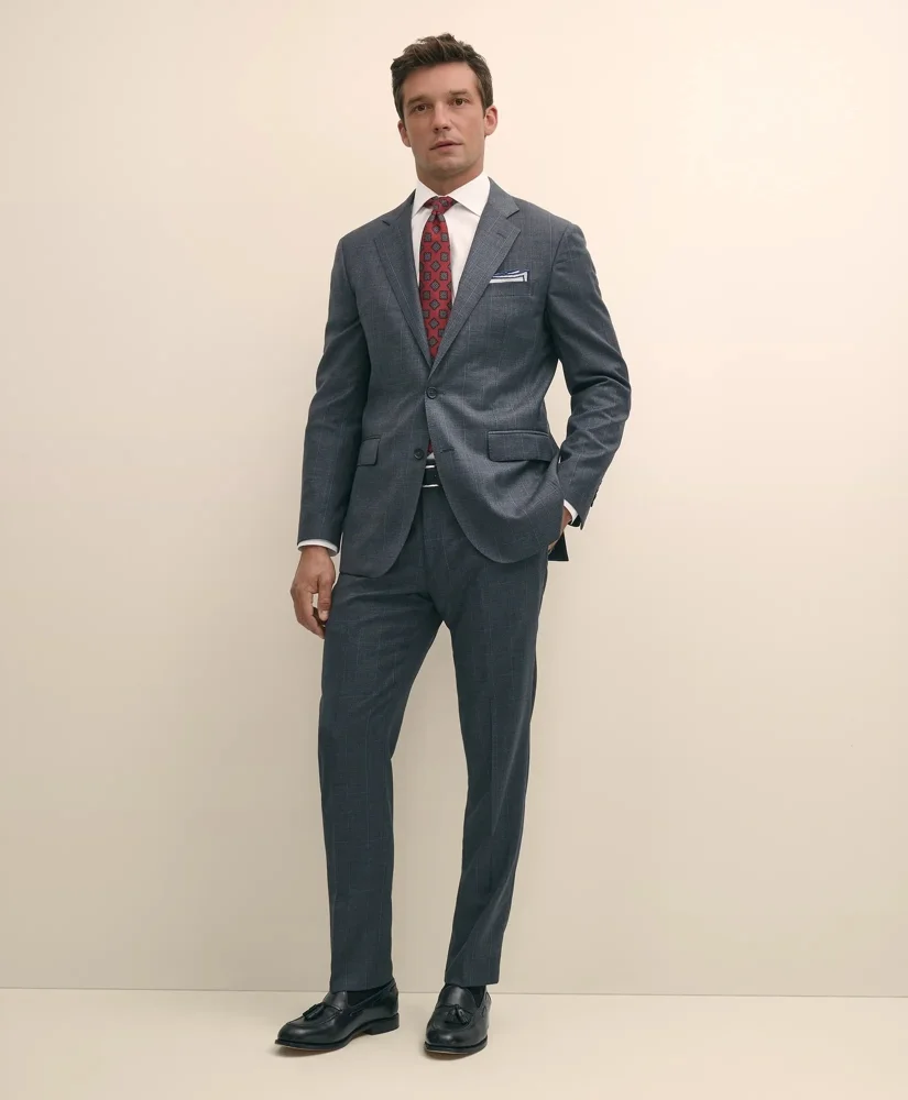 Slim Fit Wool Windowpane 1818 Suit - 1
