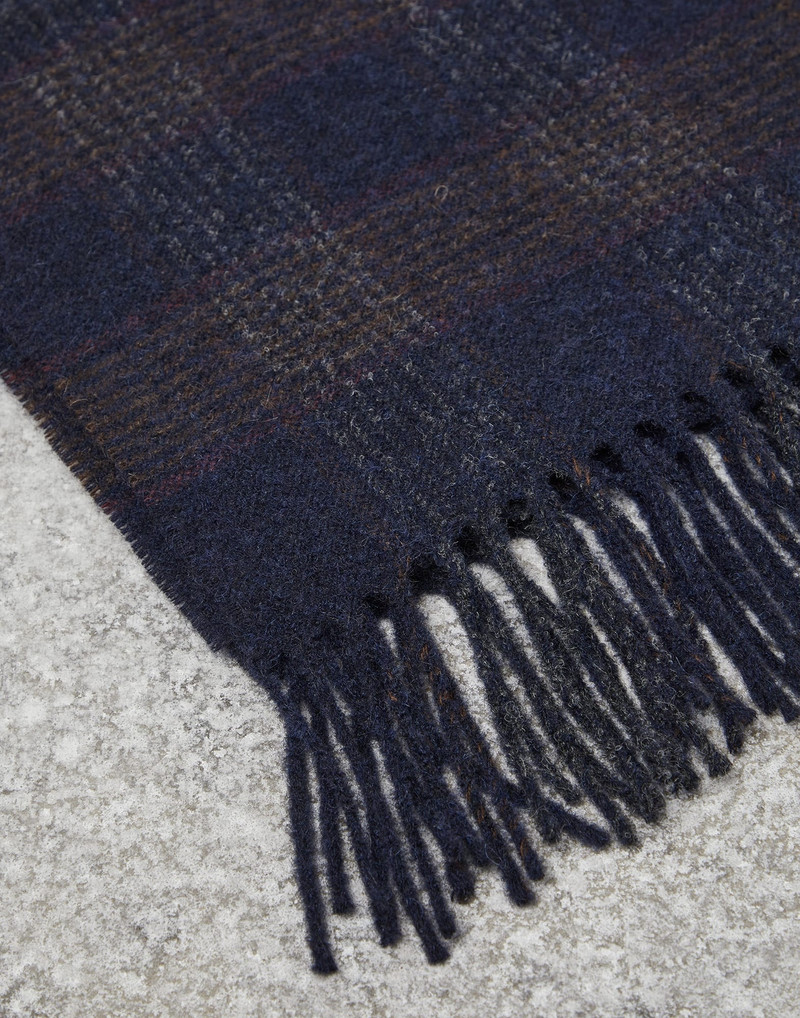 Brunello Cucinelli Checked alpaca, wool and cashmere bouclé scarf outlook