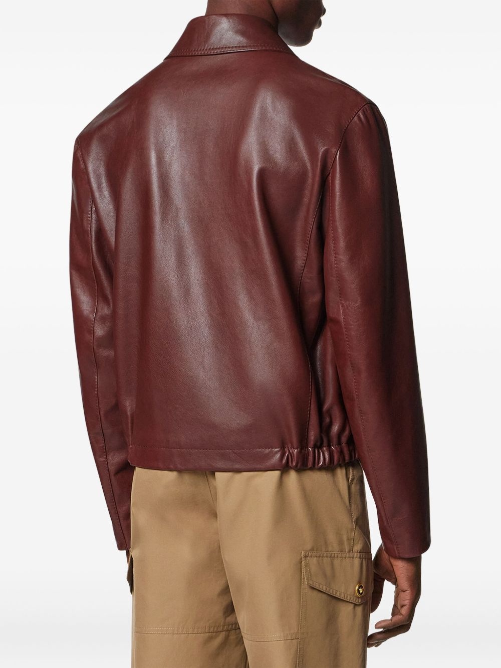 biker-style leather jacket - 4