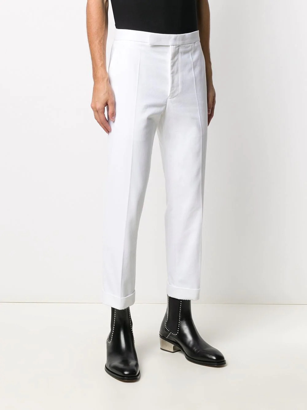 straight leg white trousers - 3