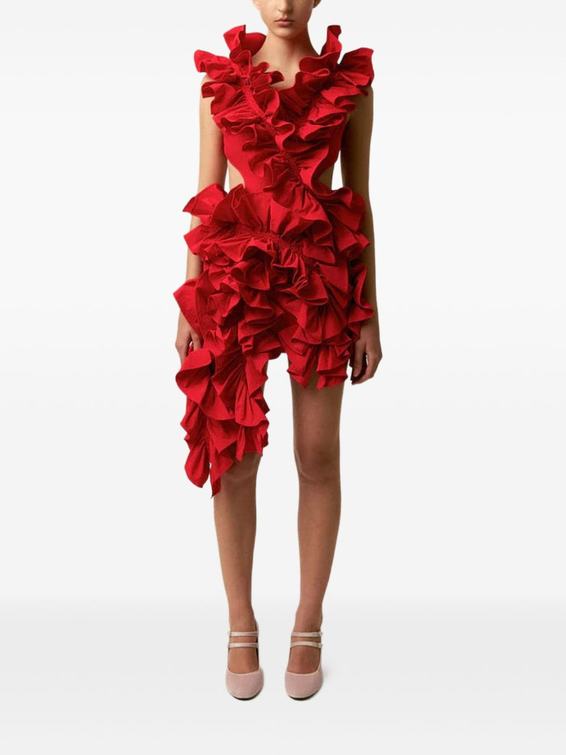 AKNVAS Olive ruffled mini dress outlook