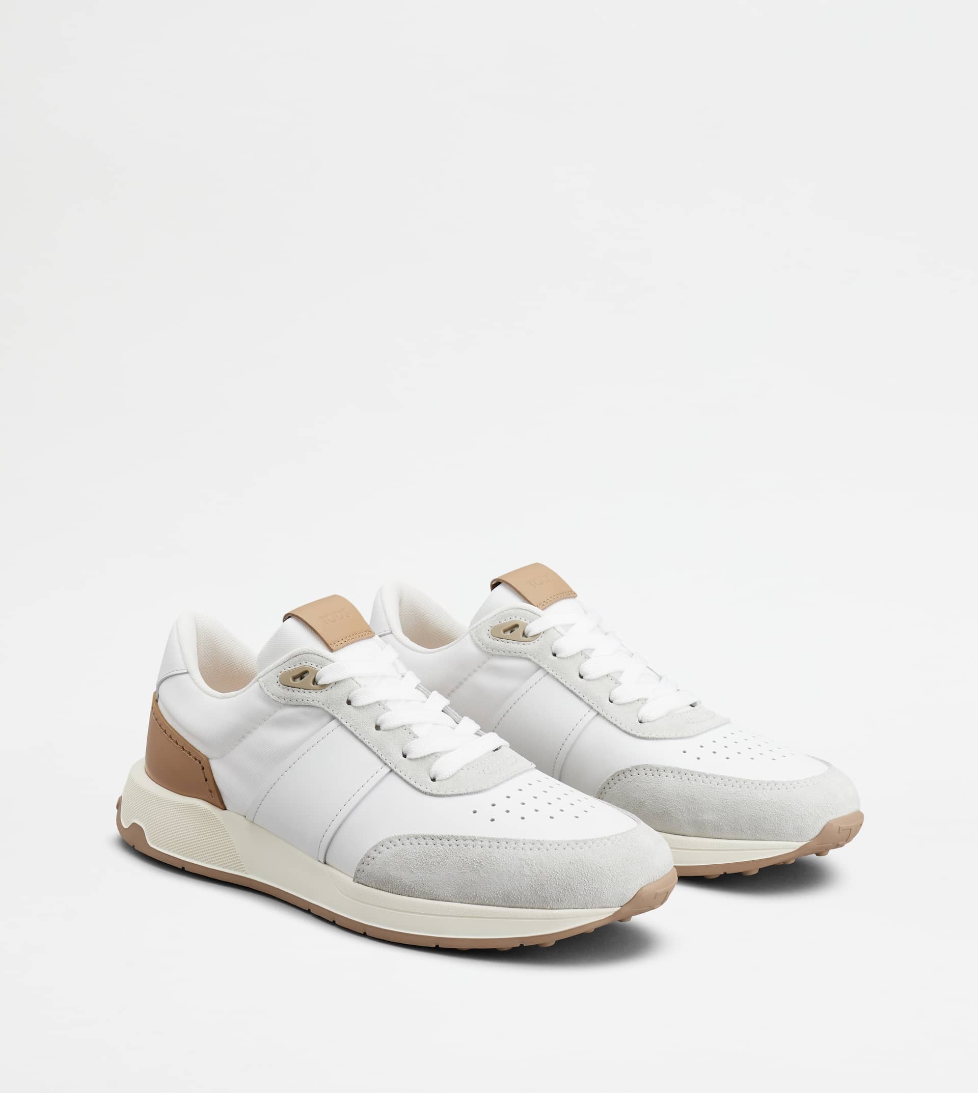SNEAKERS IN LEATHER AND TECHNICAL FABRIC - WHITE - 2