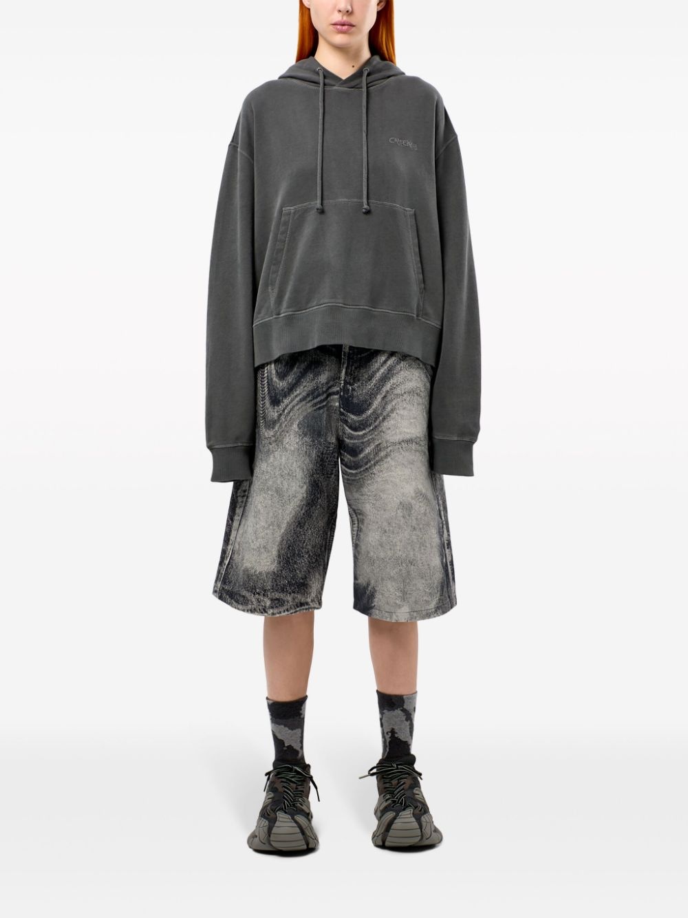 logo-embroidered cotton hoodie - 3