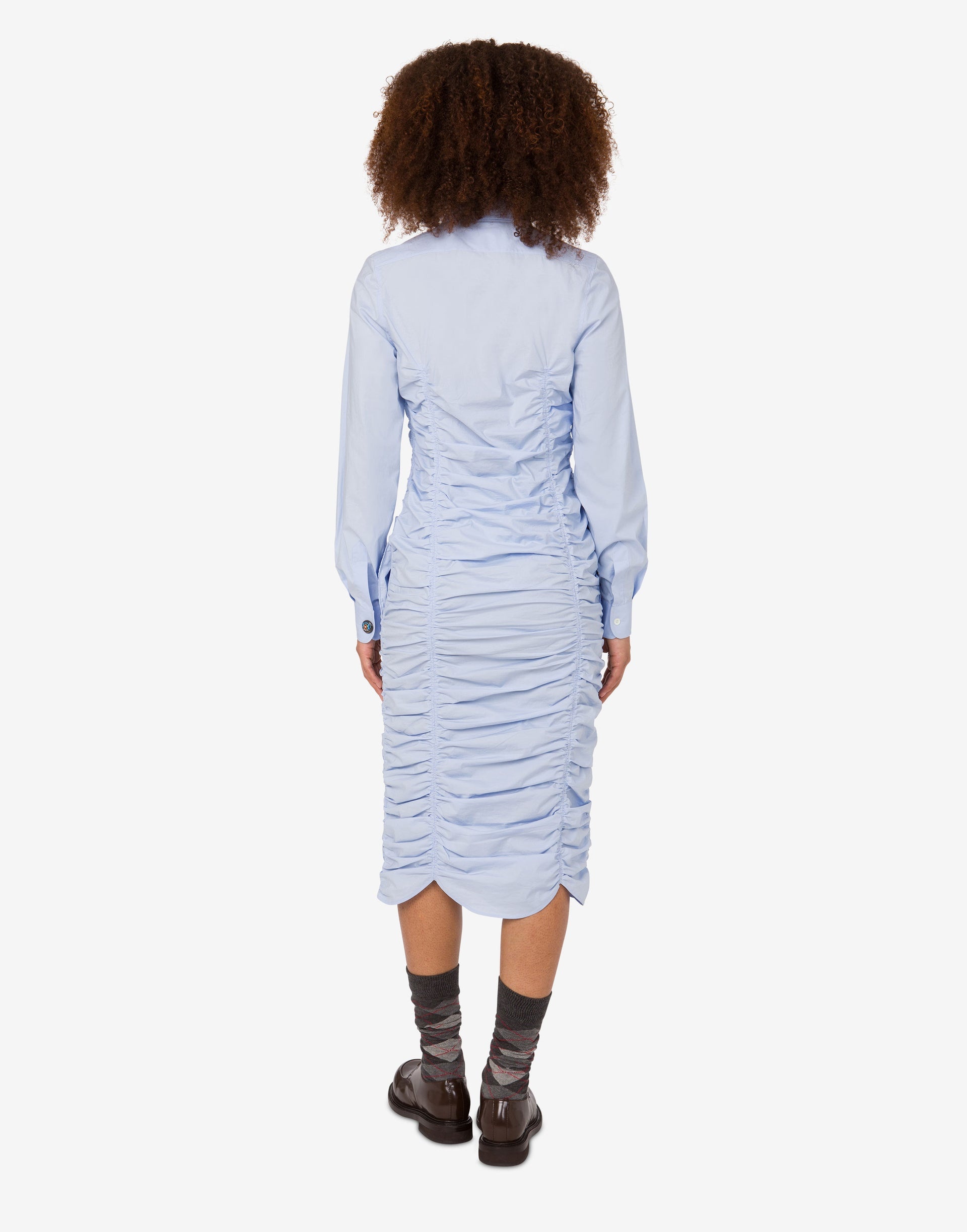 DRAPED COTTON POPLIN DRESS - 3